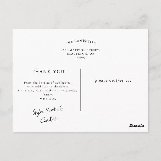 Eén volledig aangepast foto-Baby shower Hartelijk  Briefkaart (Achterkant)