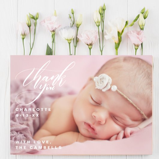 Eén volledig aangepaste foto baby shower bedankt briefkaart