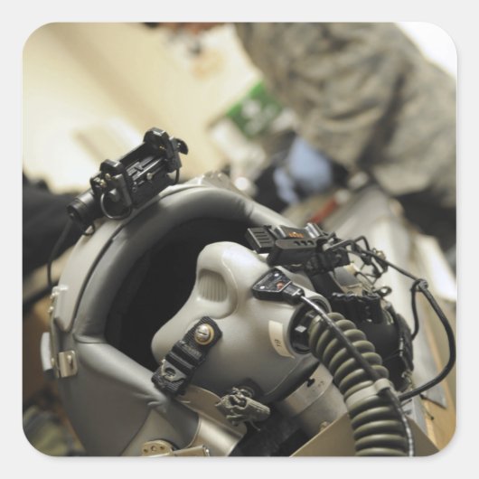 Een volledig gemonteerde stuurhutbemanningshelm vierkante sticker (Voorkant)