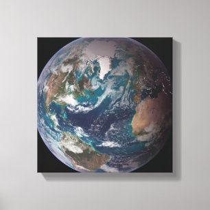 Een volledig uitzicht van de Aarde met wereldwijde Canvas Afdruk