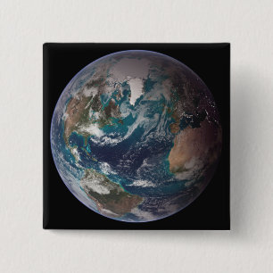 Een volledig uitzicht van de Aarde met wereldwijde Vierkante Button 5,1 Cm