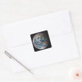 Een volledig uitzicht van de Aarde met wereldwijde Vierkante Sticker (Envelop)