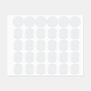 Een volledig wit, karakterloos oppervlak vult de labels