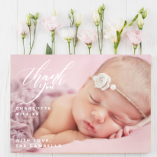 Eén Volledige Aangepaste Foto Baby Shower Bedankt Briefkaart