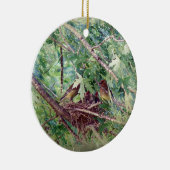 Een volledige nest, ouders en Baby vogels Keramisch Ornament (Rechts)