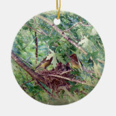 Een volledige nest, ouders en Baby vogels Keramisch Ornament (Voorkant)