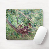 Een volledige nest, ouders en Baby vogels Muismat (Met muis)