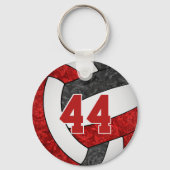 een volleybal met rode zwarte teamkleuren sleutelhanger (Voorkant)
