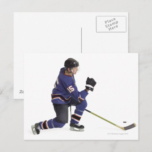 een volwassen caucasiaanse mannelijke hockeyspeler briefkaart (Voorkant / Achterkant)