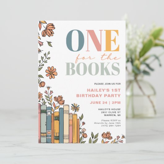 Een voor de boeken 1e verjaardag kaart (Staand voorkant)