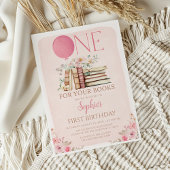 Een voor de boeken Roze Boek Eerste Verjaardag Kaart