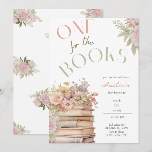 Een voor de eerste verjaardagsuitnodiging kaart (Voorkant / Achterkant)