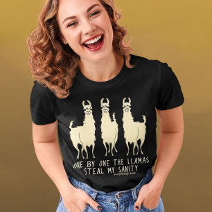 Eén voor één de Llamas Steal my Sanity Dark T-shirt