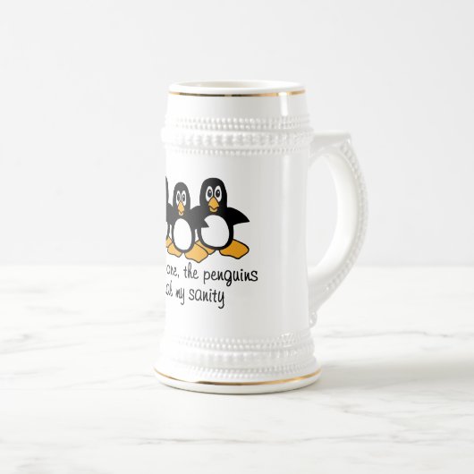 Eén voor één, de pinguïns sturen mijn gezondheid bierpul (Voorkant rechts)