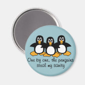 Eén voor één: Penguins Funny Gezegde Design Blue Magneet (Voorkant / Achterkant)