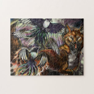 Eén voor Sorrow Magpie en Fox Digital Illustration Legpuzzel
