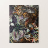 Eén voor Sorrow Magpie en Fox Digital Illustration Legpuzzel (Verticaal)