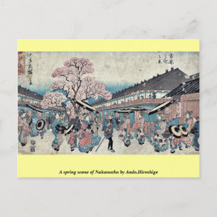 Een voorjaarsscène van Nakanocho door Ando, Hirosh Briefkaart
