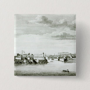 Een vooruitzicht op het kasteel van Moro en de sta Vierkante Button 5,1 Cm