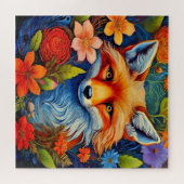 Een Vos en Bloemen Legpuzzel (Horizontaal)