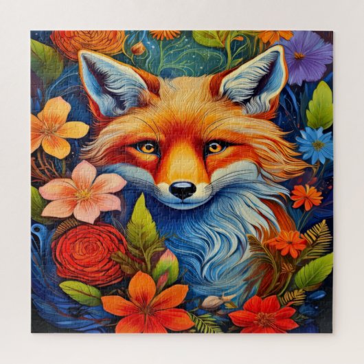 Een Vos en Bloemen Legpuzzel (Verticaal)
