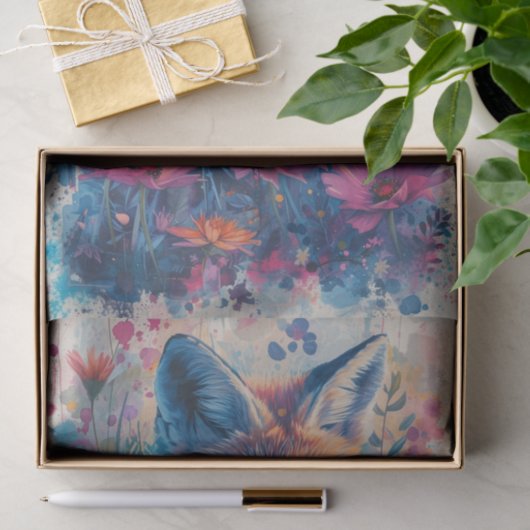 Een vos in de bloemen tissuepapier (Geschenk)