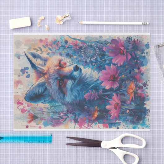 Een vos in de bloemen tissuepapier (Craft)