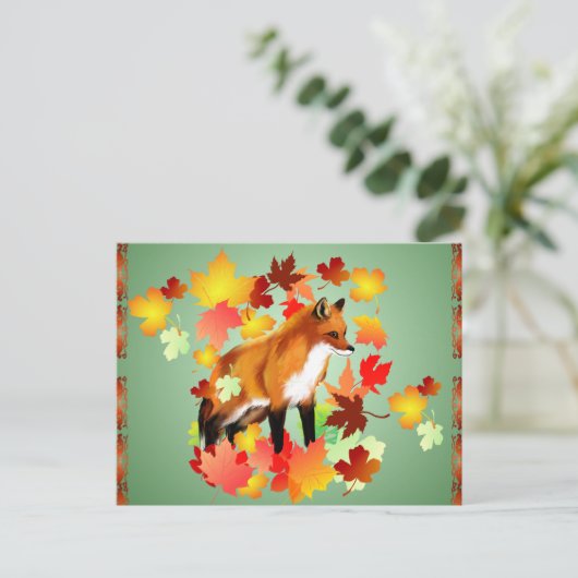 EEN VOS IN HERFST BRIEFKAART (Staand voorkant)