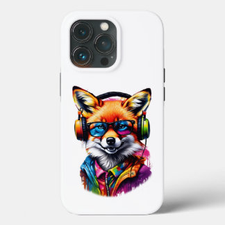 Een vos in hoofdtelefoon en bril Case-Mate iPhone case