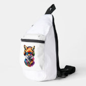 Een vos in hoofdtelefoon en bril sling bag (Rechterhoek)