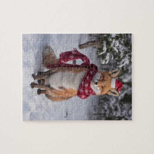 Een vos met Kerstmis Legpuzzel (Horizontaal)