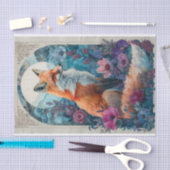 Een vos met kubistische elementen in de bloemen tissuepapier (Craft)