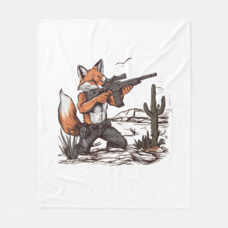 Een vos schiet een sluipschutter neer in de woesti fleece deken