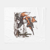 Een vos schiet een sluipschutter neer in de woesti fleece deken (Voorkant (Horizontaal))