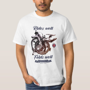 Een vouwfiets. Ridt goed, vouwt goed. T-shirt