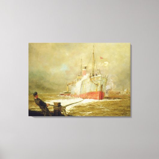 Een vrachtschip dokken canvas afdruk (Voorkant)