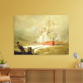 Een vrachtschip dokken canvas afdruk (Insitu (Woonkamer))