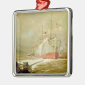 Een vrachtschip dokken metalen ornament (Links)