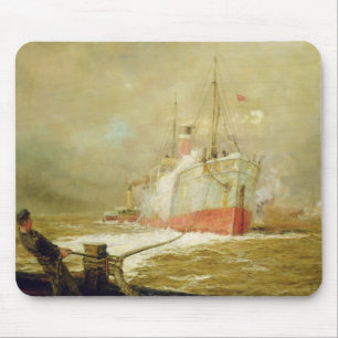 Een vrachtschip dokken muismat
