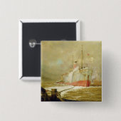 Een vrachtschip dokken vierkante button 5,1 cm (Voorkant /achterkant)