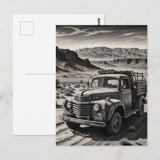 Een vrachtwagen in de woestijn briefkaart (Voorkant / Achterkant)
