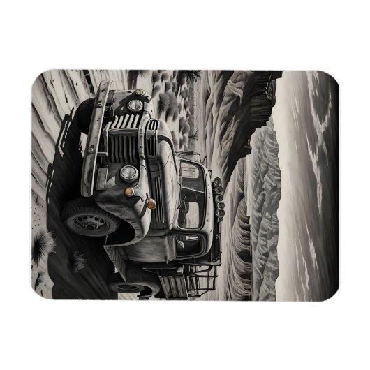 Een vrachtwagen in de woestijn magneet (Horizontaal)