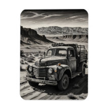 Een vrachtwagen in de woestijn