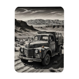 Een vrachtwagen in de woestijn magneet