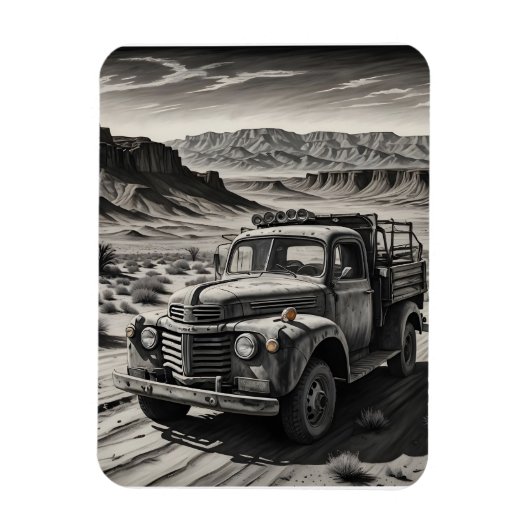 Een vrachtwagen in de woestijn magneet (Verticaal)