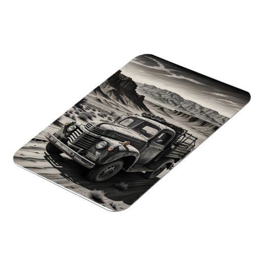 Een vrachtwagen in de woestijn magneet (Linkerzijde)