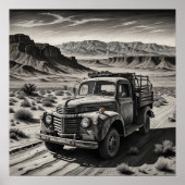 Een vrachtwagen in de woestijn poster (Voorkant)