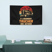 Een vrachtwagenchauffeur is gepensioneerd spandoek (Beurs)