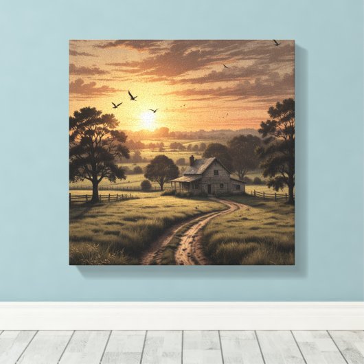 Een vredig platteland canvas afdruk (Insitu (Houten vloer))