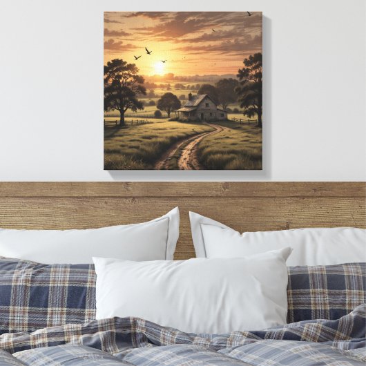 Een vredig platteland canvas afdruk (Insitu (Slaapkamer))